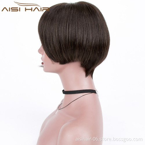 Aisi Hair Top Quality Grade 8a Japan Human Hair Wig , Short Hairstyles for Black Women